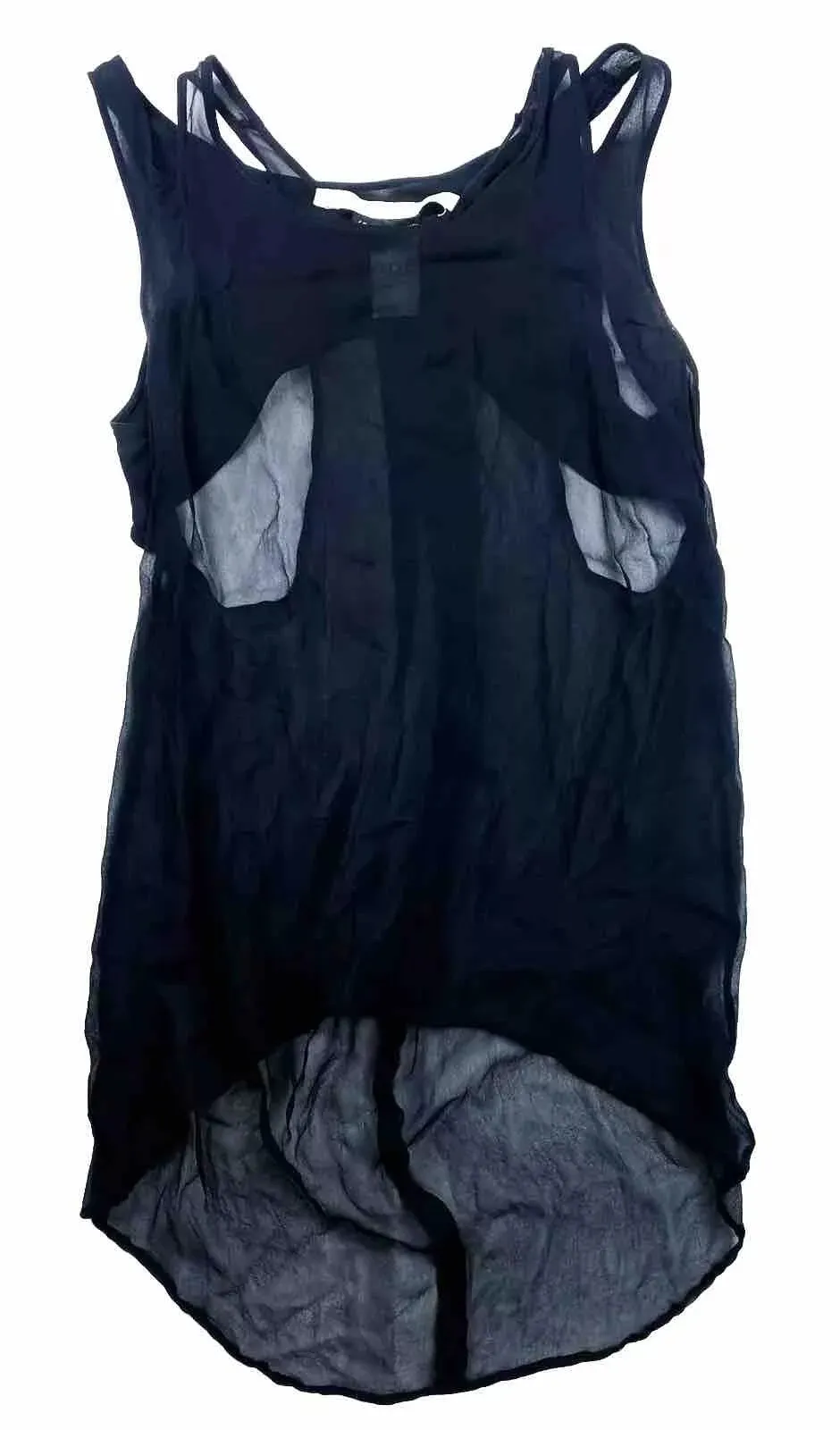 Isabel Benenato Italy.  Dark Blue Sleeveless Silk High Neck Layered Top Blouse / Tunic
