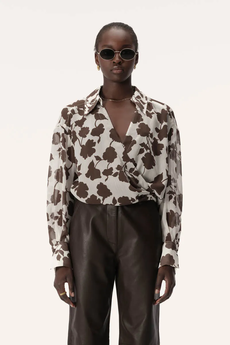Jil Top Chocolate Floral Print