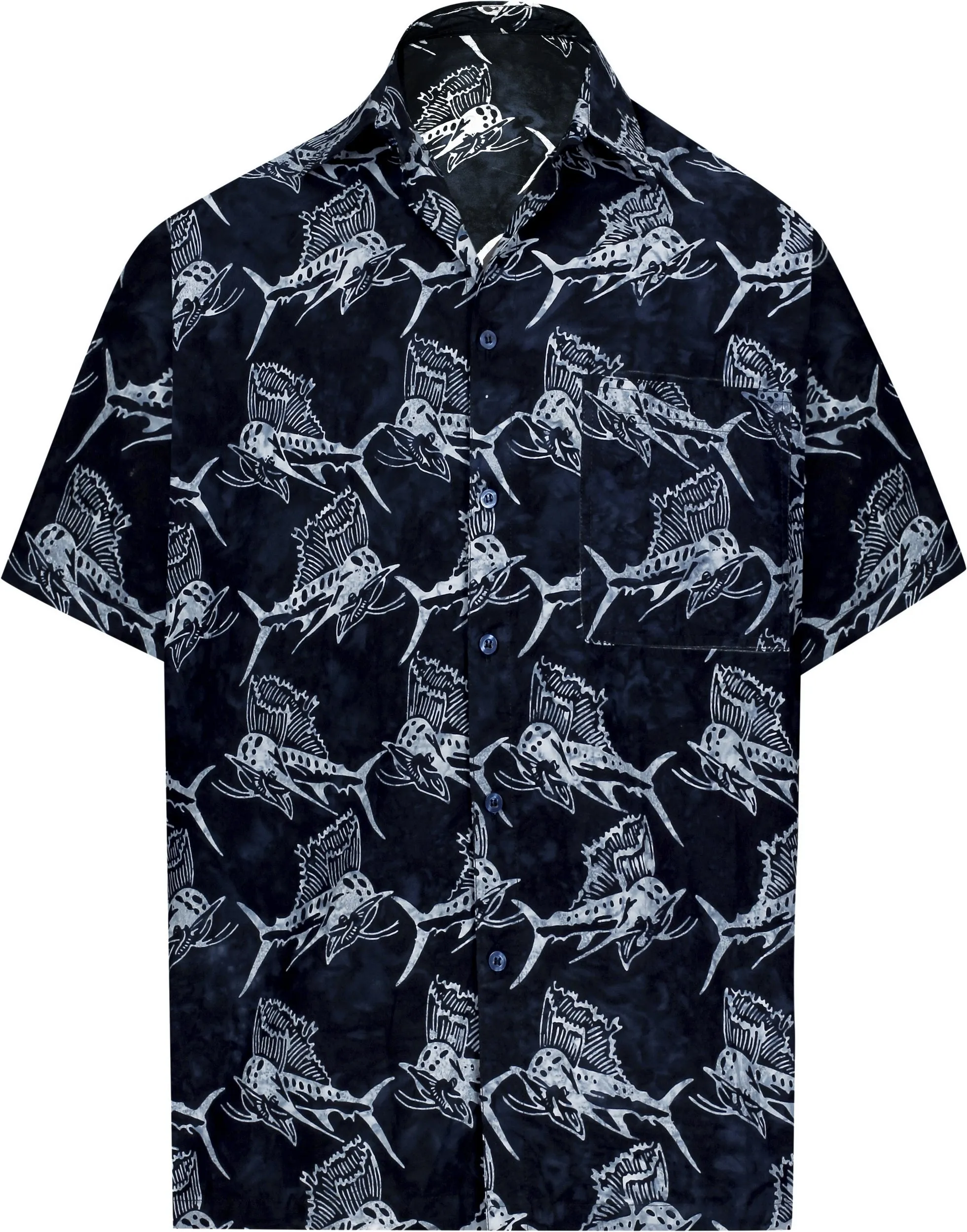LA LEELA Men's Wear Summer Everyday Essentials Holiday Casual  Shirt 100% NATURAL COTTON  Hand Printed Black Grey Hawaiian shirt