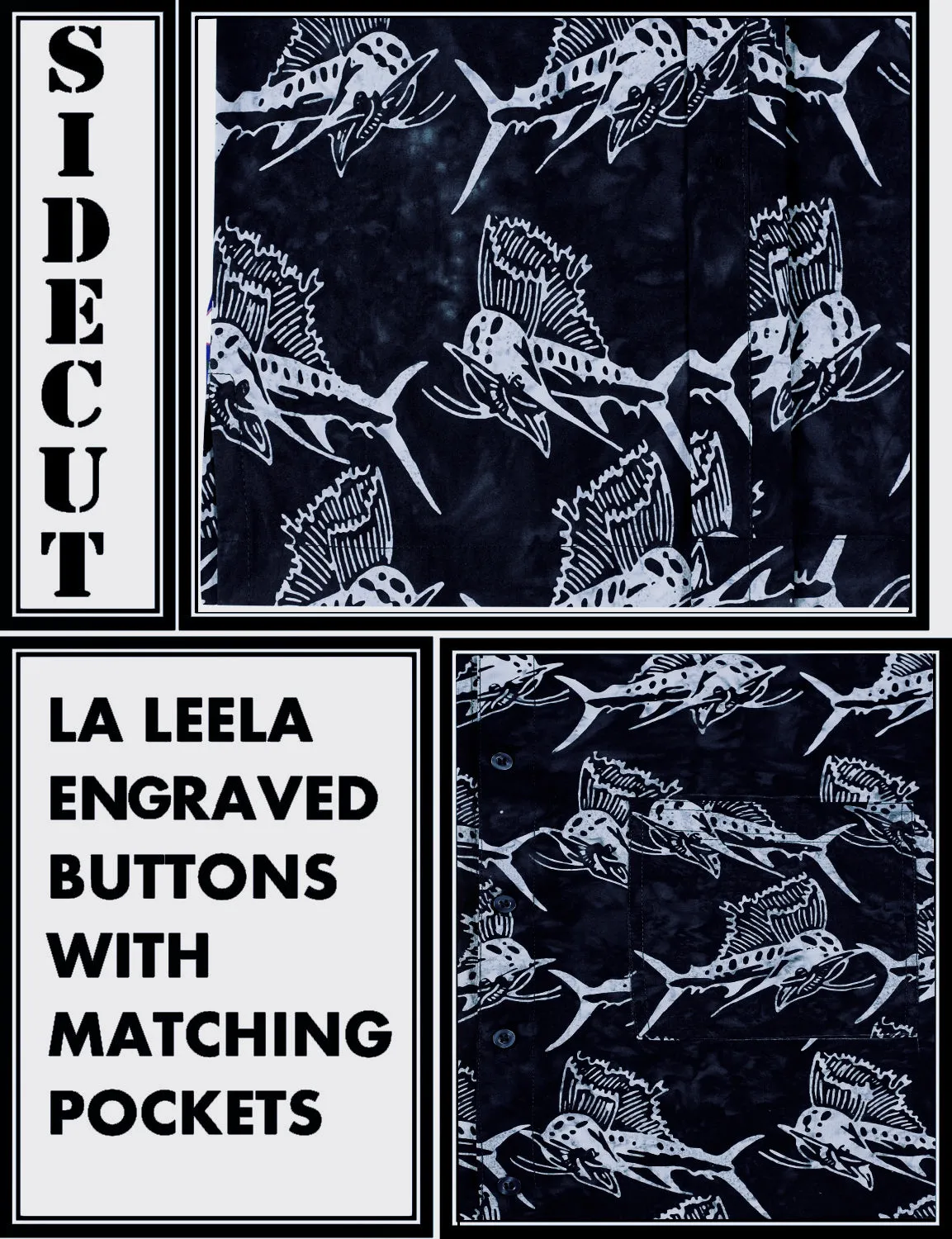 LA LEELA Men's Wear Summer Everyday Essentials Holiday Casual  Shirt 100% NATURAL COTTON  Hand Printed Black Grey Hawaiian shirt