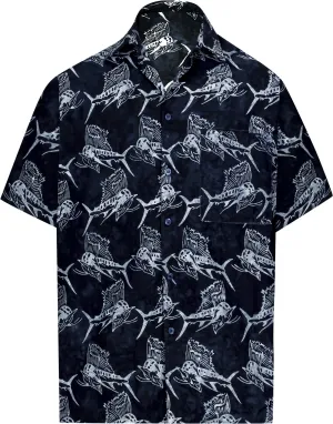LA LEELA Men's Wear Summer Everyday Essentials Holiday Casual  Shirt 100% NATURAL COTTON  Hand Printed Black Grey Hawaiian shirt