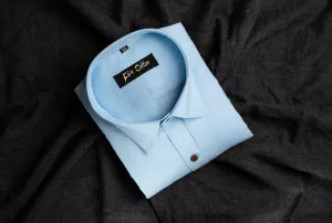 Light Blue Color Casa View Linen Shirt For Men's