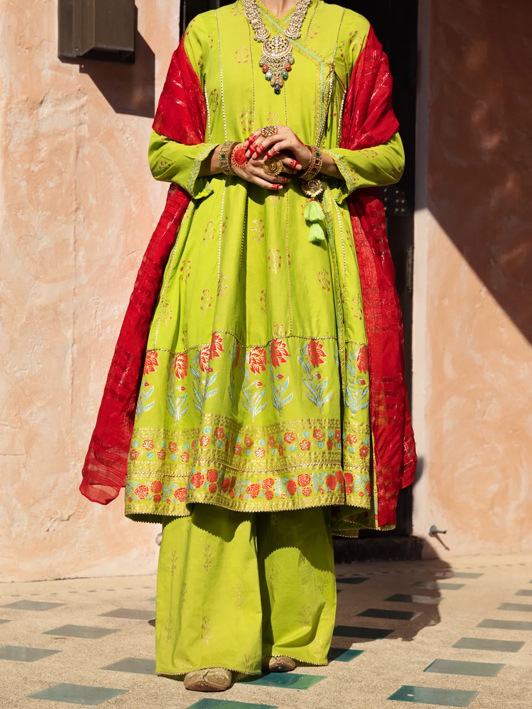 Lime Green Dobby Jacquard 3 Piece Unstitched - ALP-3PS-1525