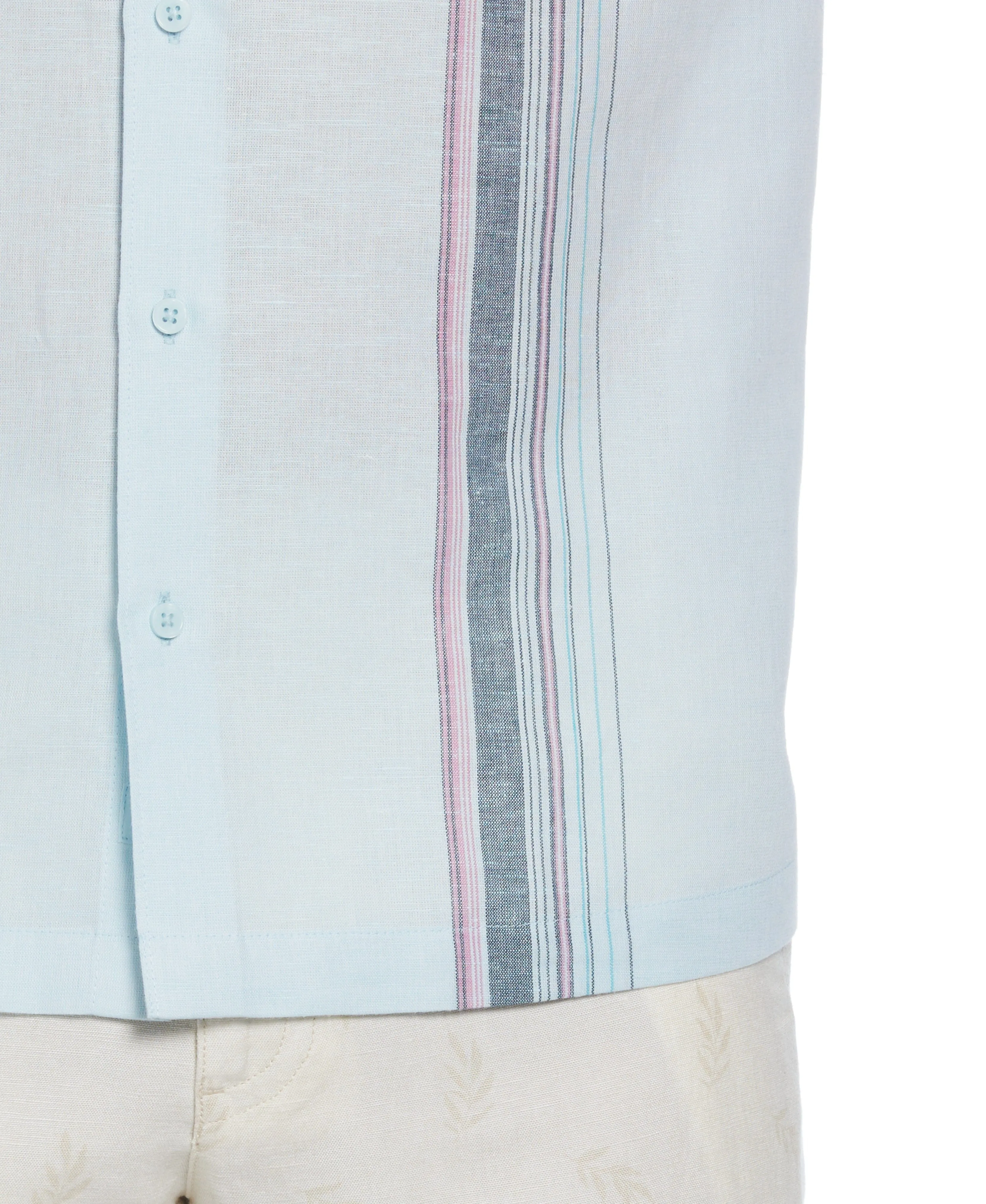 Linen Blend Stripe Panel Shirt