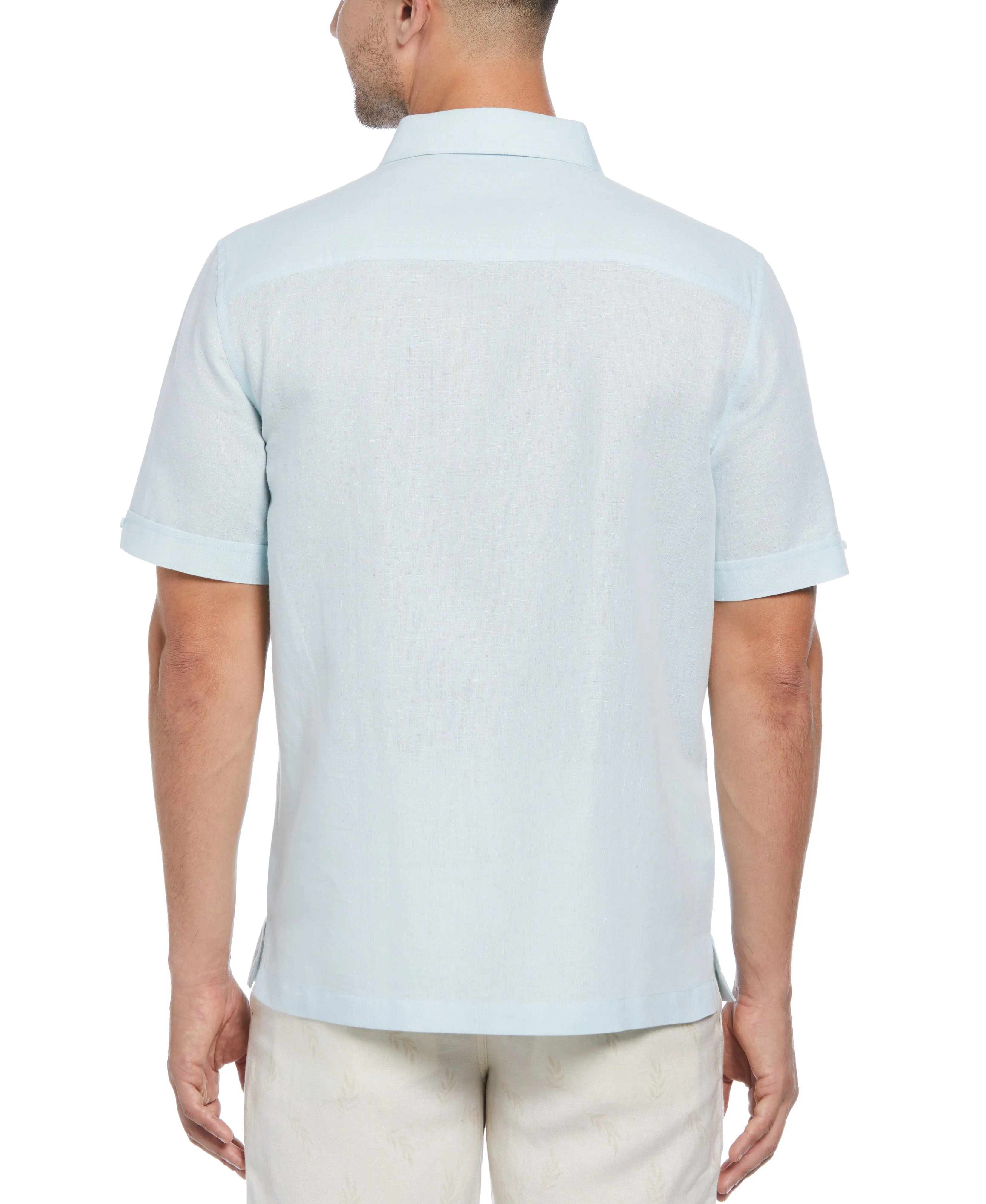 Linen Blend Stripe Panel Shirt