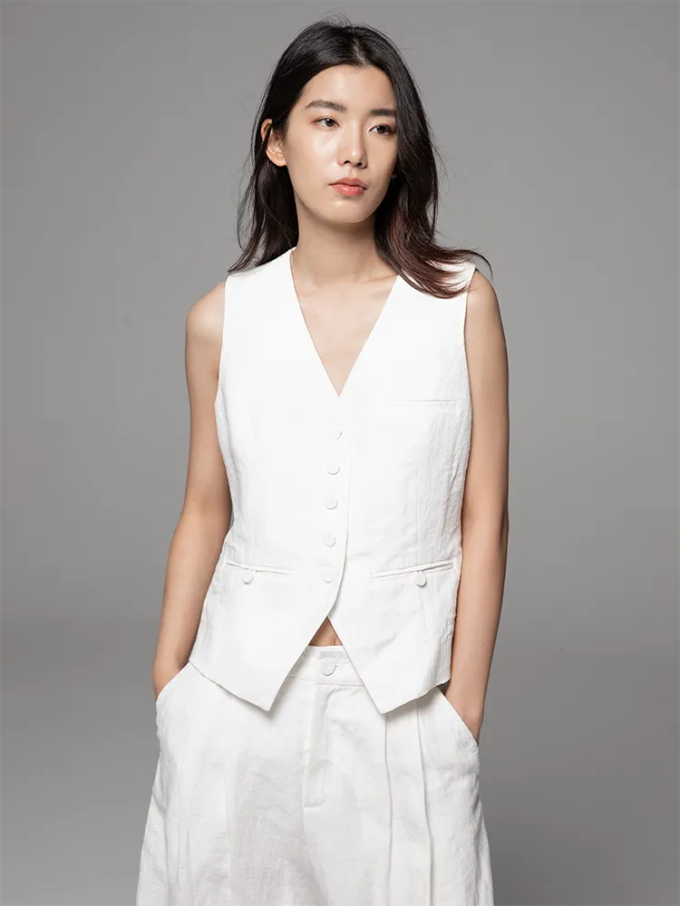 Linen Cropped Vest