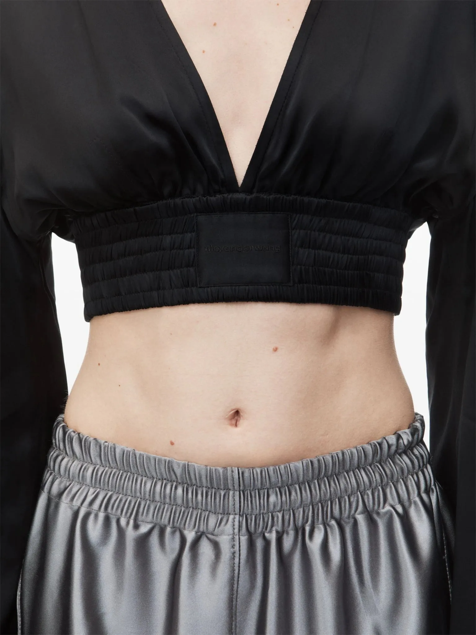 long-sleeve cropped blouse