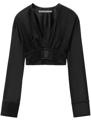 long-sleeve cropped blouse