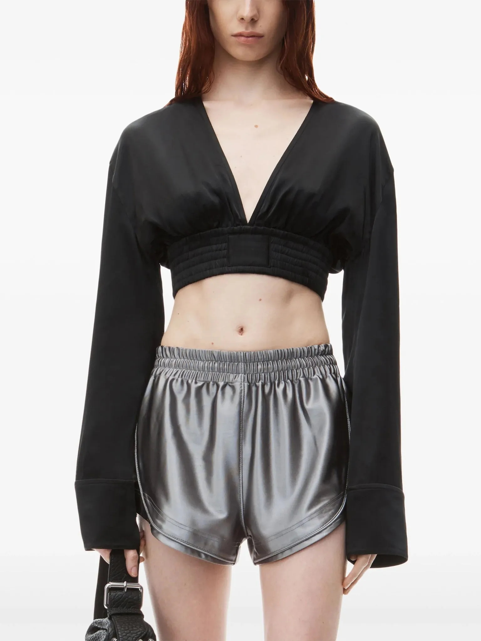 long-sleeve cropped blouse