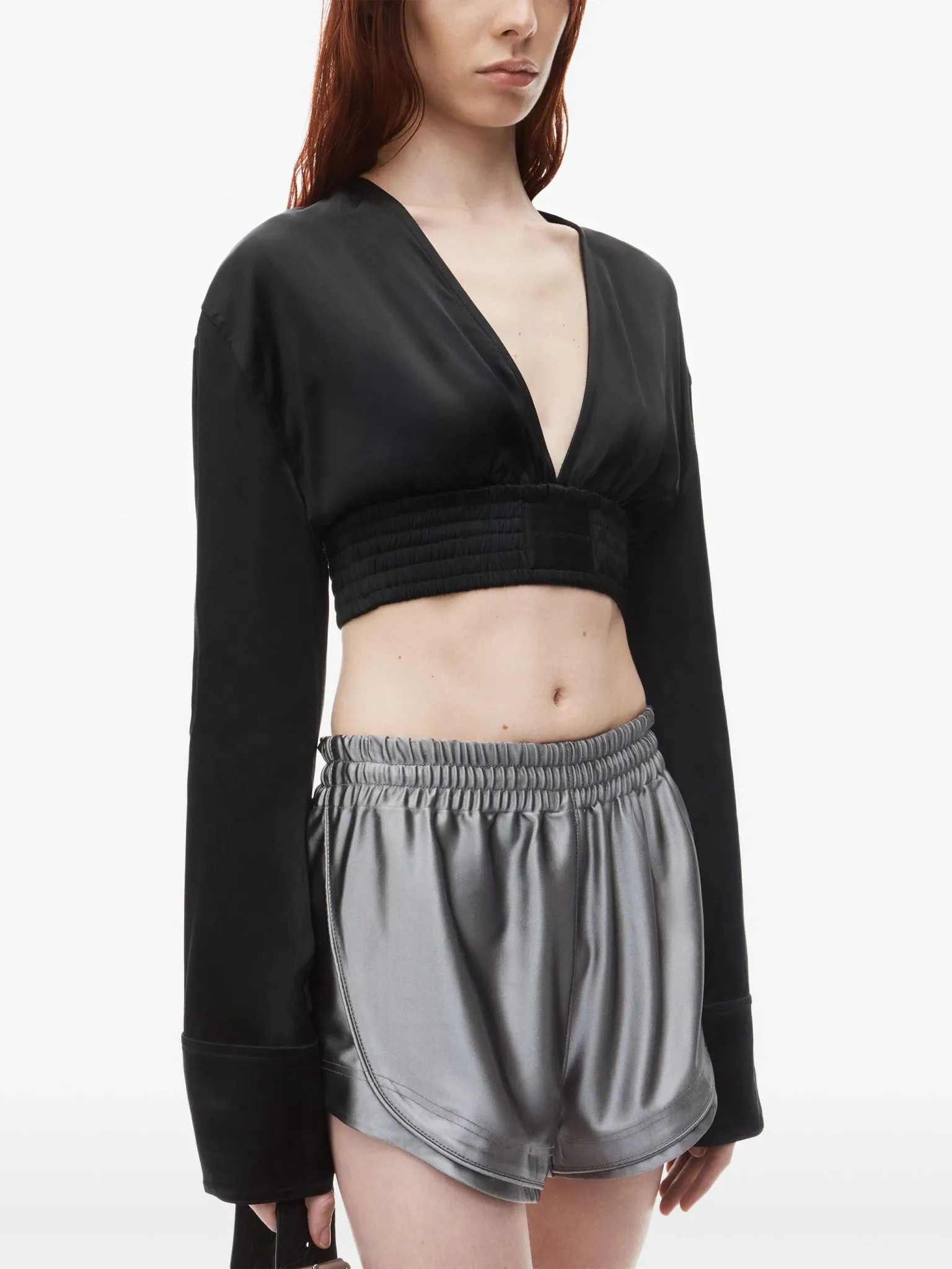 long-sleeve cropped blouse