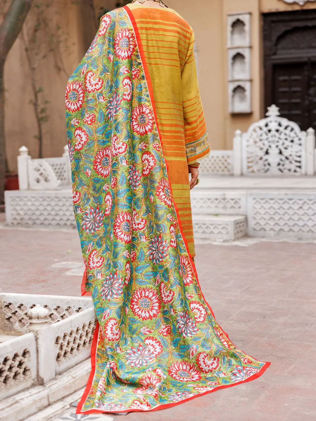 Mehndi Green Yarn Dyed 3 Piece Unstitched - ALP-3PS-1930