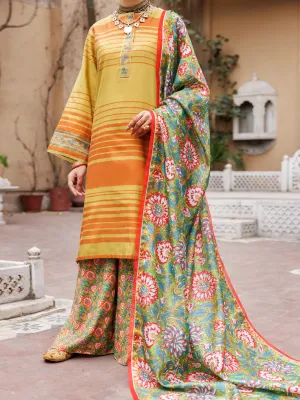 Mehndi Green Yarn Dyed 3 Piece Unstitched - ALP-3PS-1930