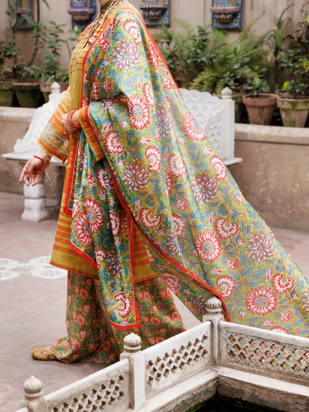 Mehndi Green Yarn Dyed 3 Piece Unstitched - ALP-3PS-1930