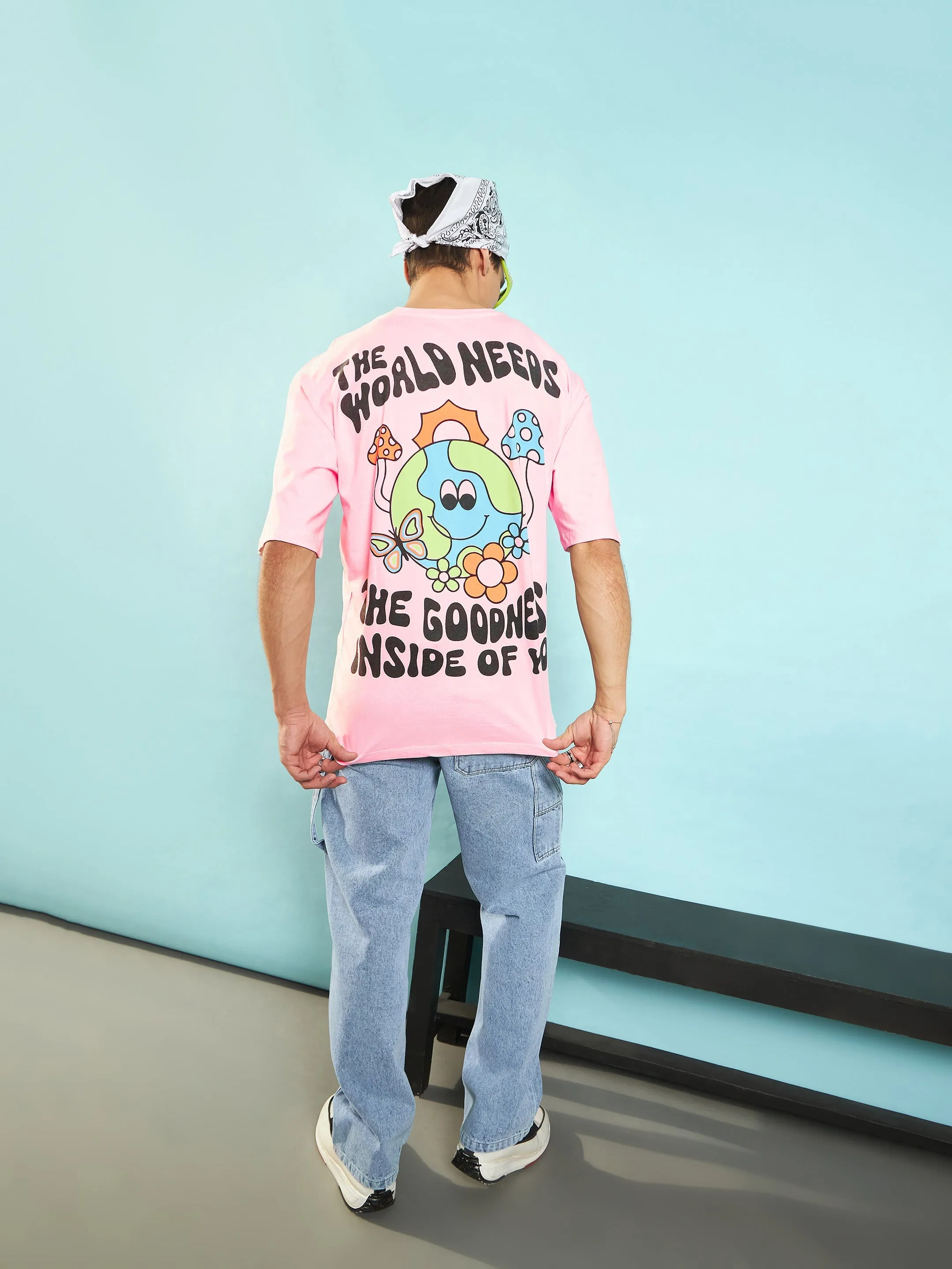 Men Pastel Pink The World Needs Oversized T-Shirt