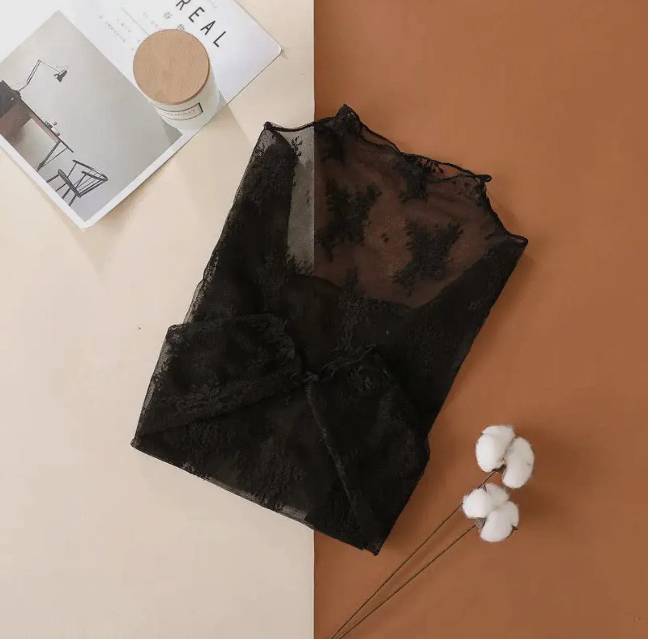 Mercedita Lace Sheer Mesh Top Collection