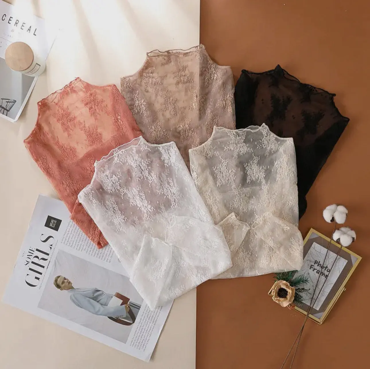 Mercedita Lace Sheer Mesh Top Collection