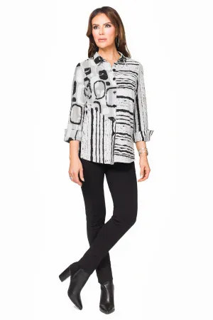 Minkas- Pewter Abstract Blouse