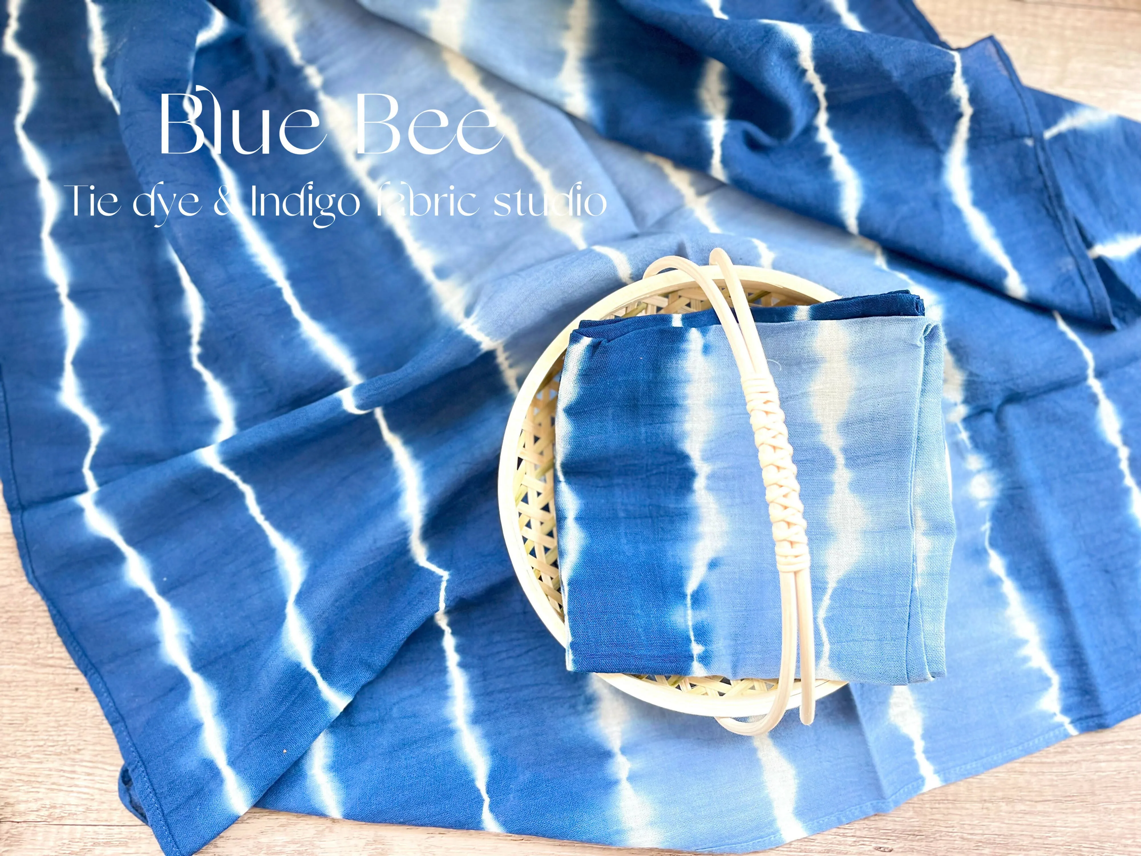 Natural indigo tie dyed square scarf, blue gradient dyed neck wrap, head bandana, tea towel, 65cm * 65cm.