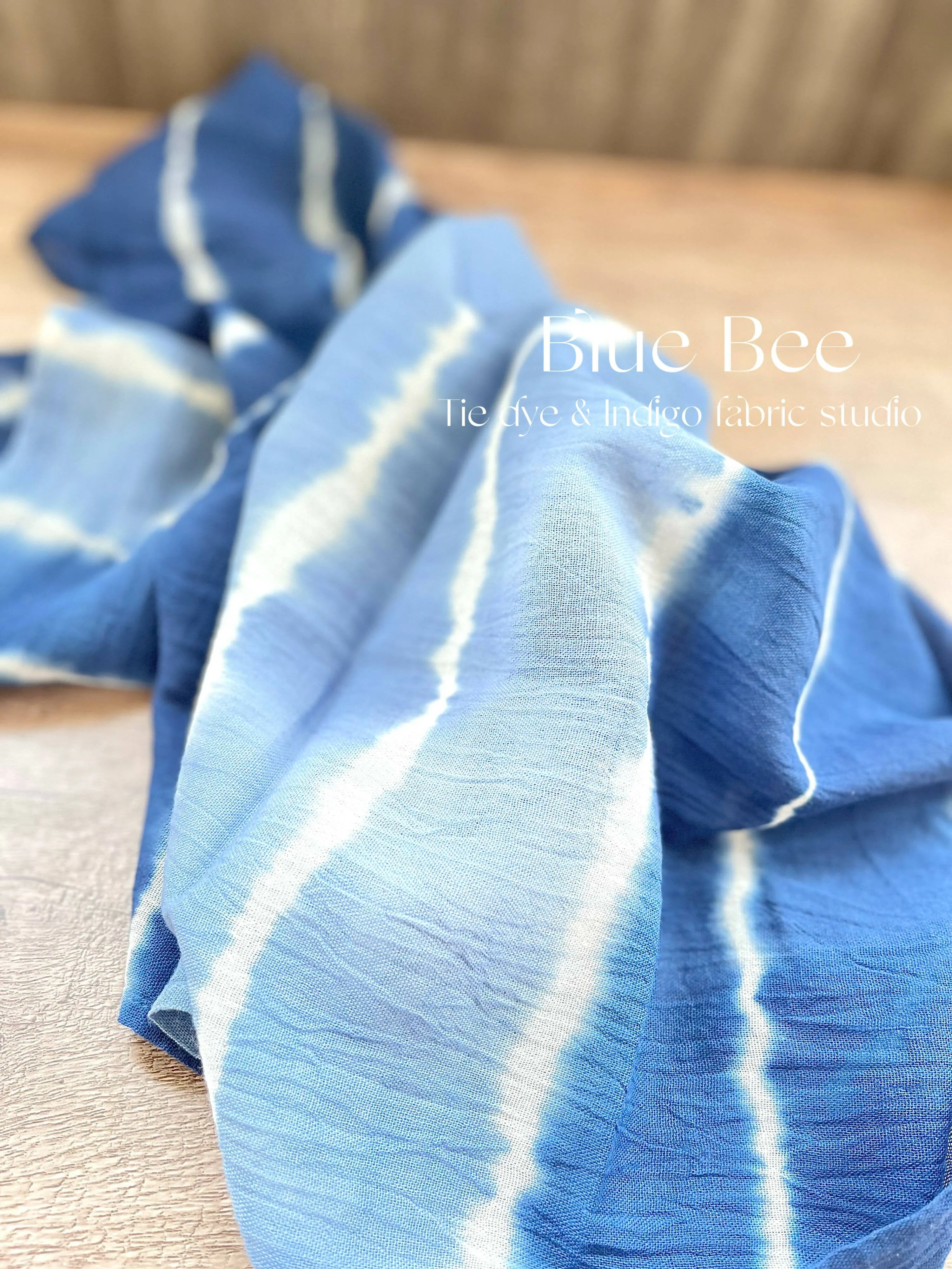 Natural indigo tie dyed square scarf, blue gradient dyed neck wrap, head bandana, tea towel, 65cm * 65cm.