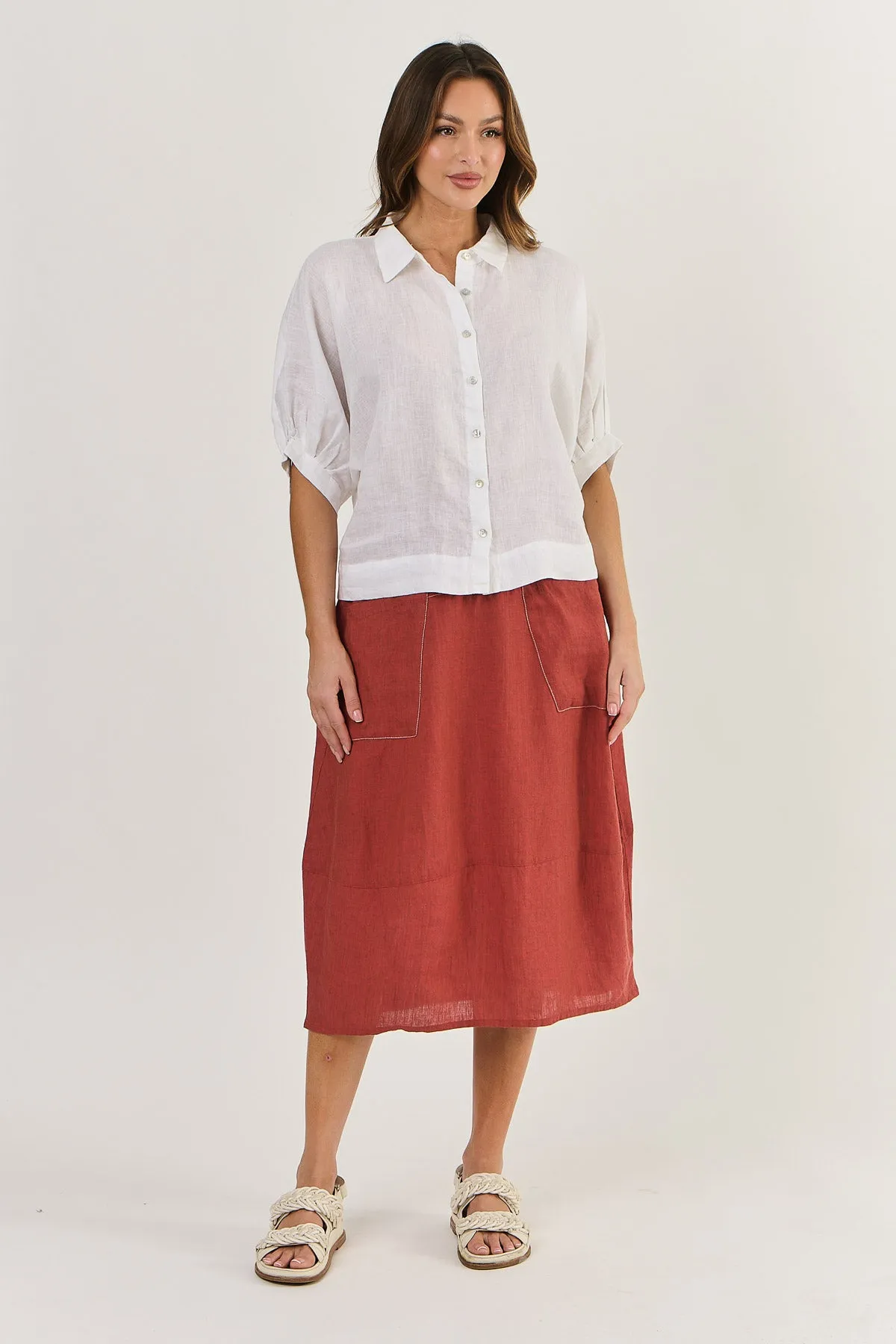 Naturals by O & J Linen Shirt - White (GA471)