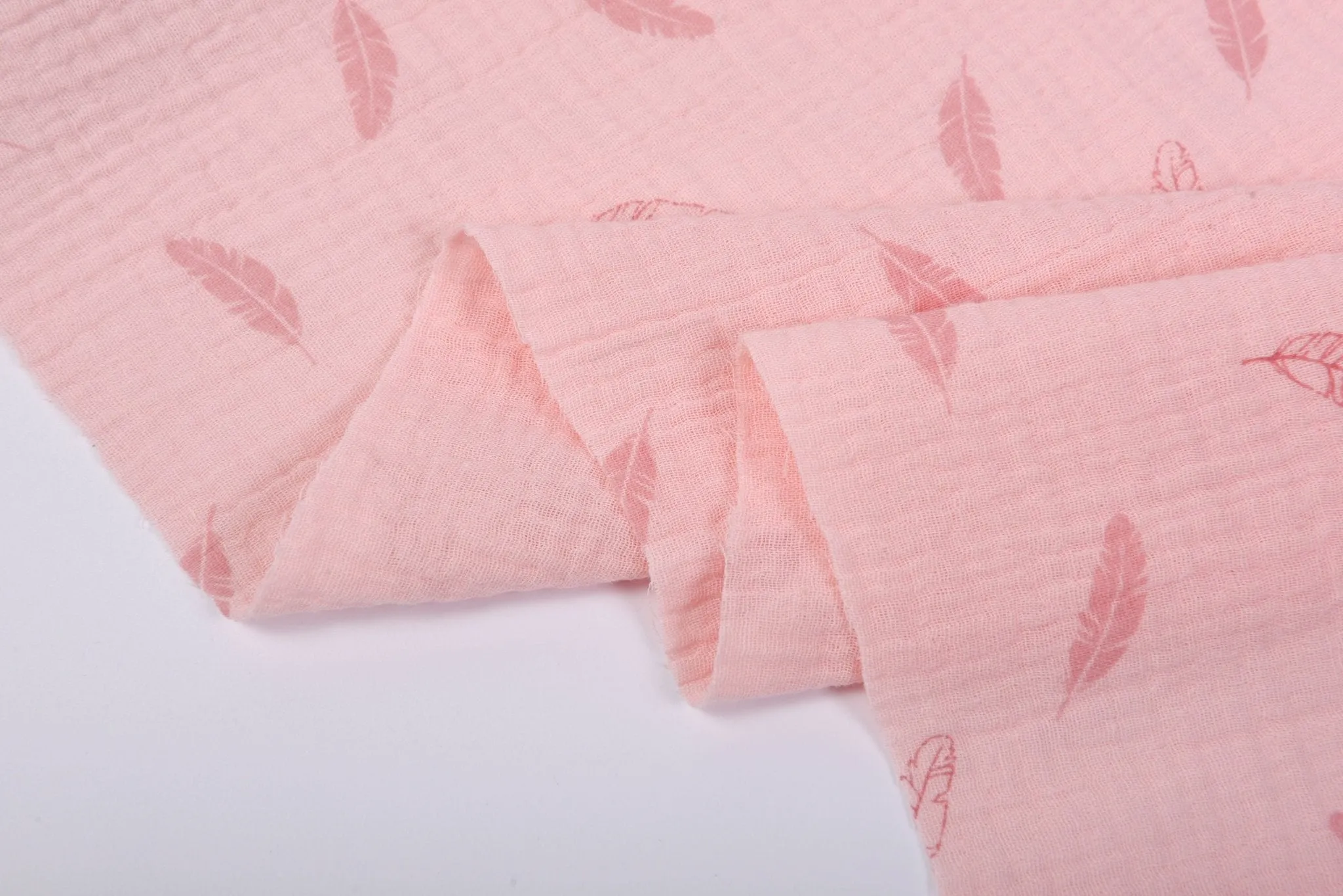 Organic Double Gauze Feather Print Muslin Fabric