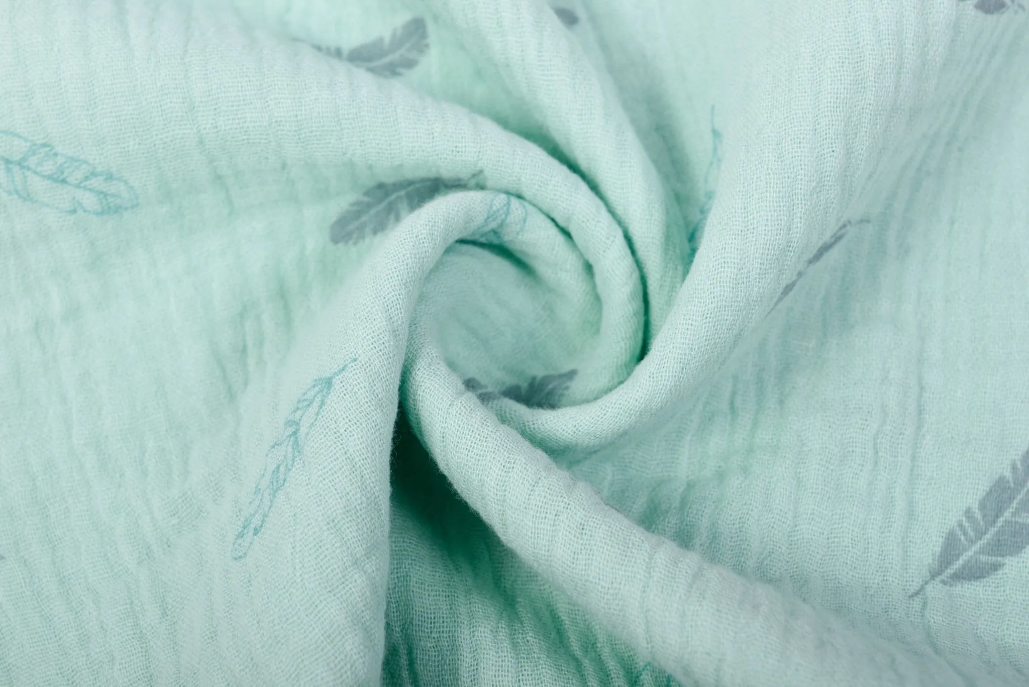 Organic Double Gauze Feather Print Muslin Fabric