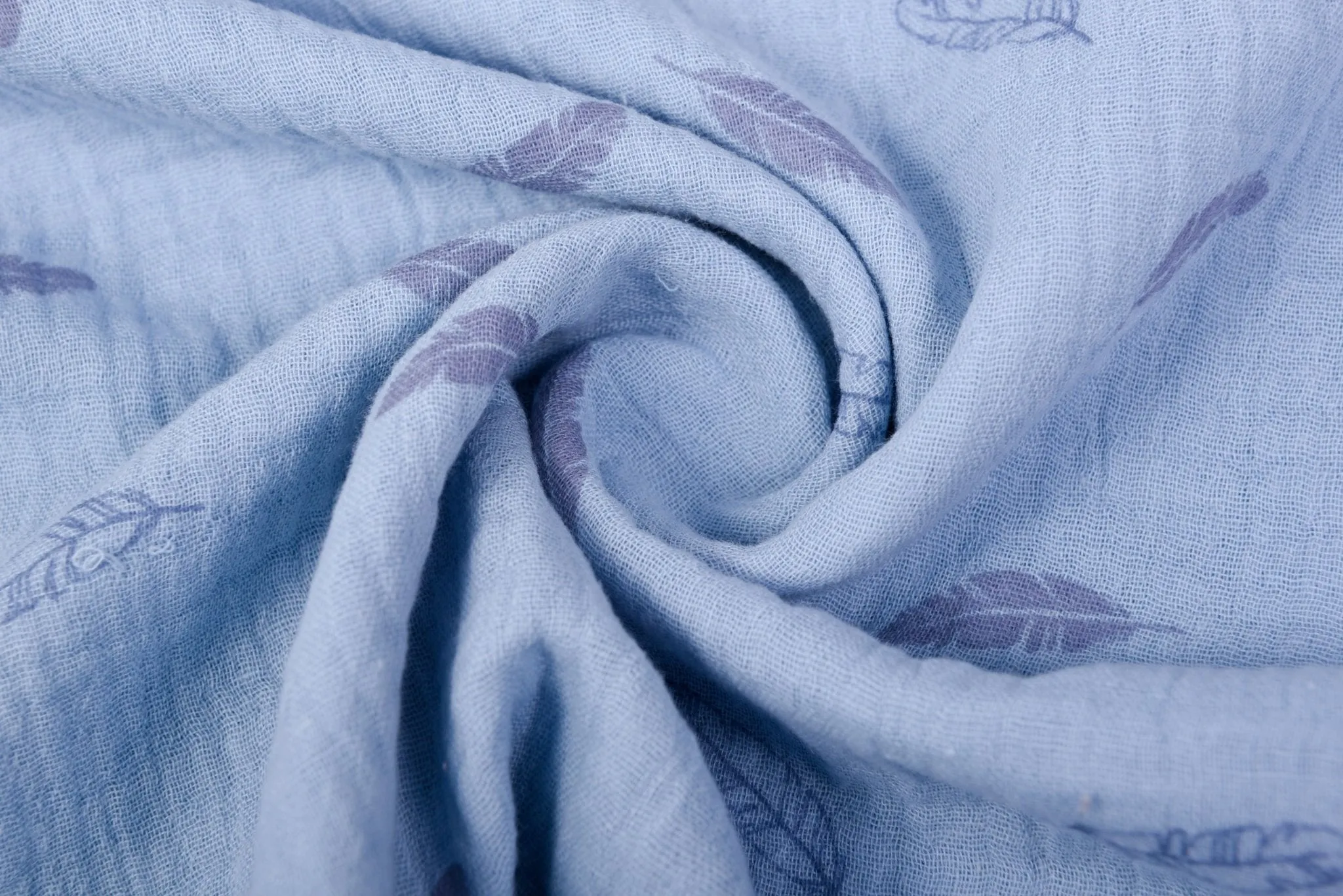 Organic Double Gauze Feather Print Muslin Fabric