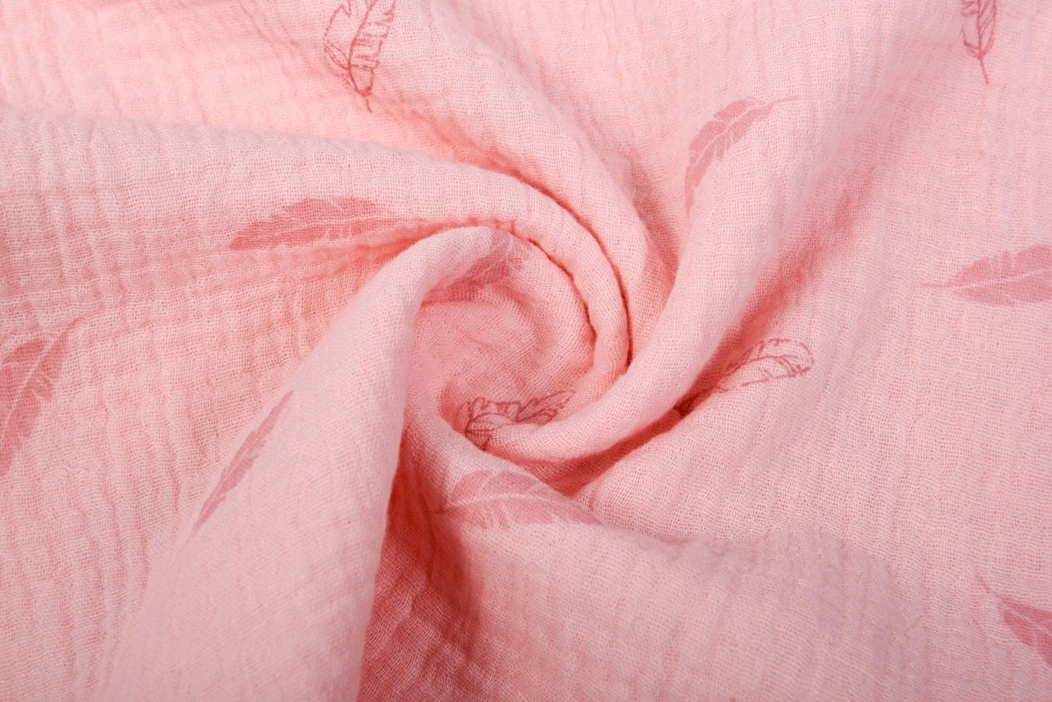 Organic Double Gauze Feather Print Muslin Fabric