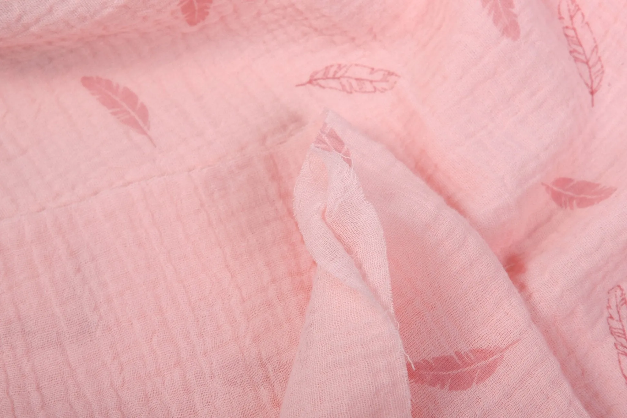 Organic Double Gauze Feather Print Muslin Fabric