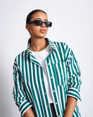OVERSIZED SHIRT MAMRO BOTTLE GREEN STRIPED