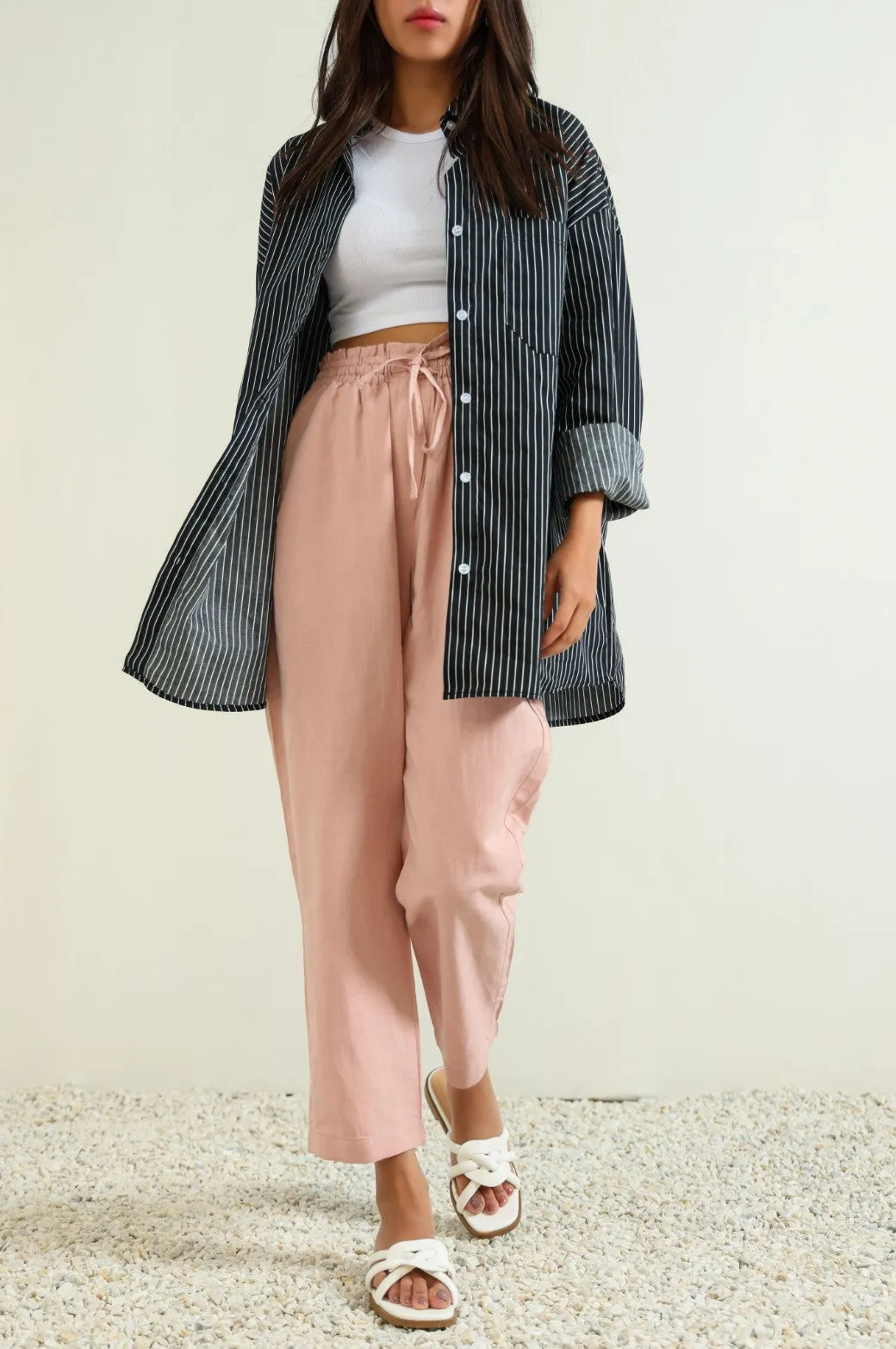 OVERSIZED STRIPED BUTTON DOWN