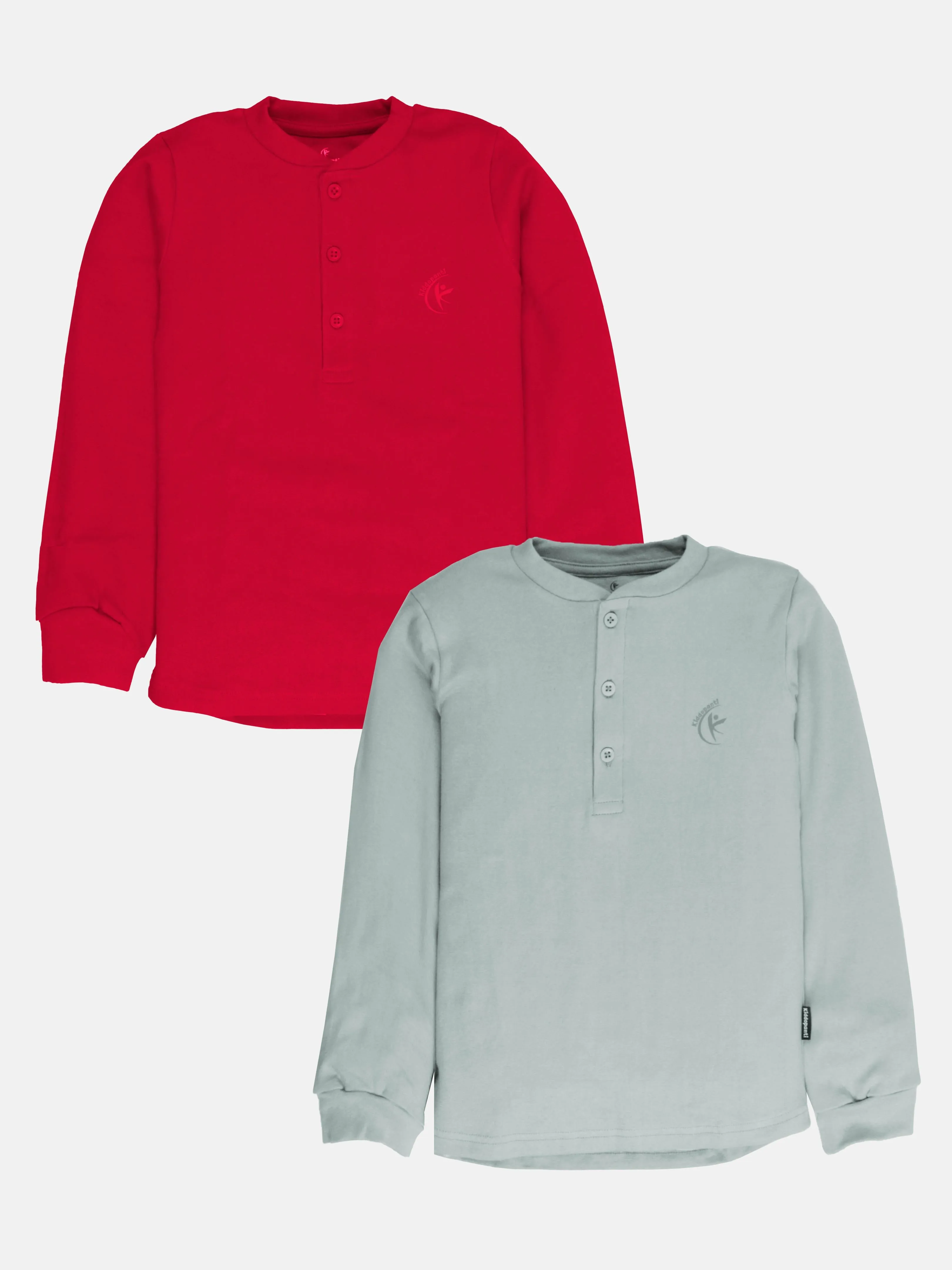 Pack of 2 Cotton Full Sleeves Solid Henley Neck Unisex Tee