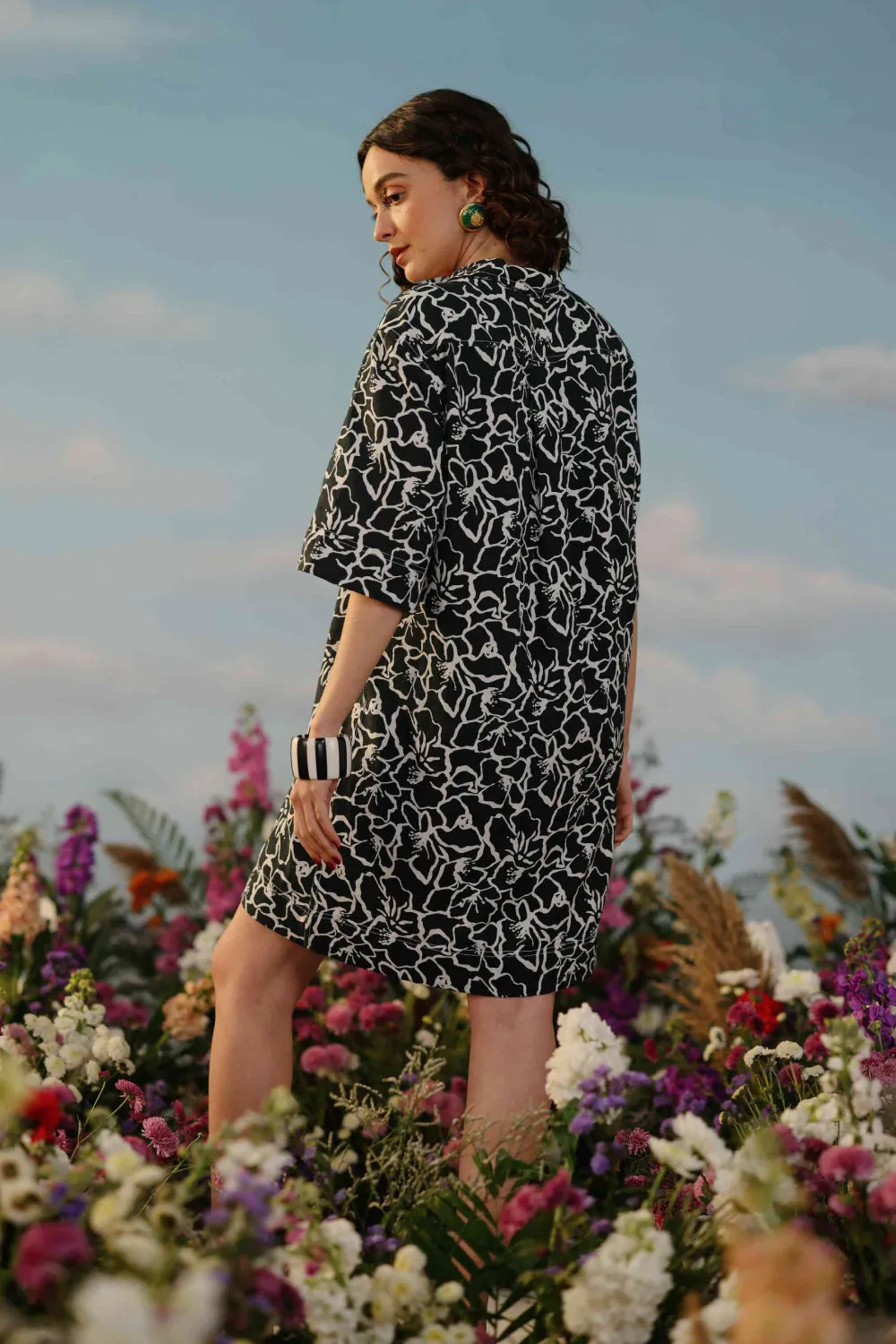 Printemps - Black floral shirt dress