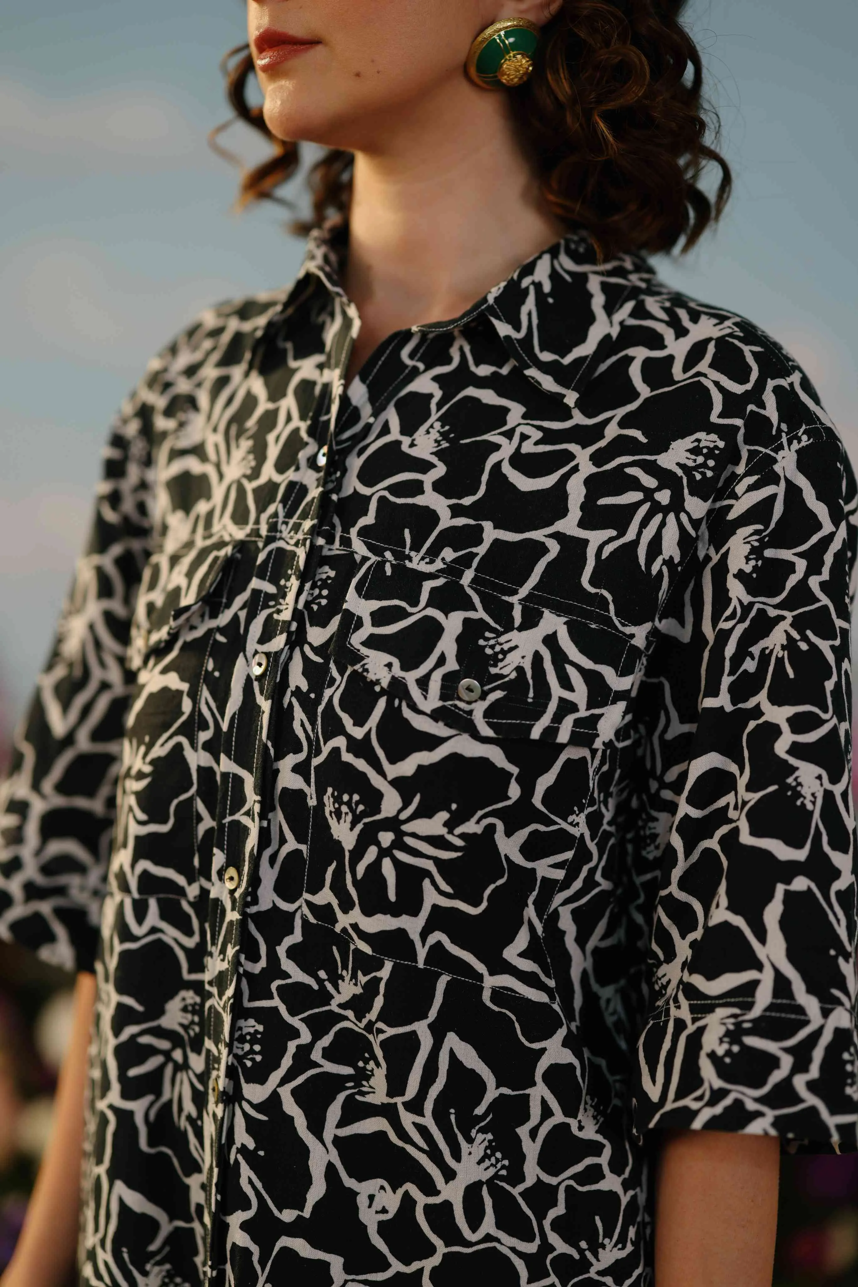 Printemps - Black floral shirt dress