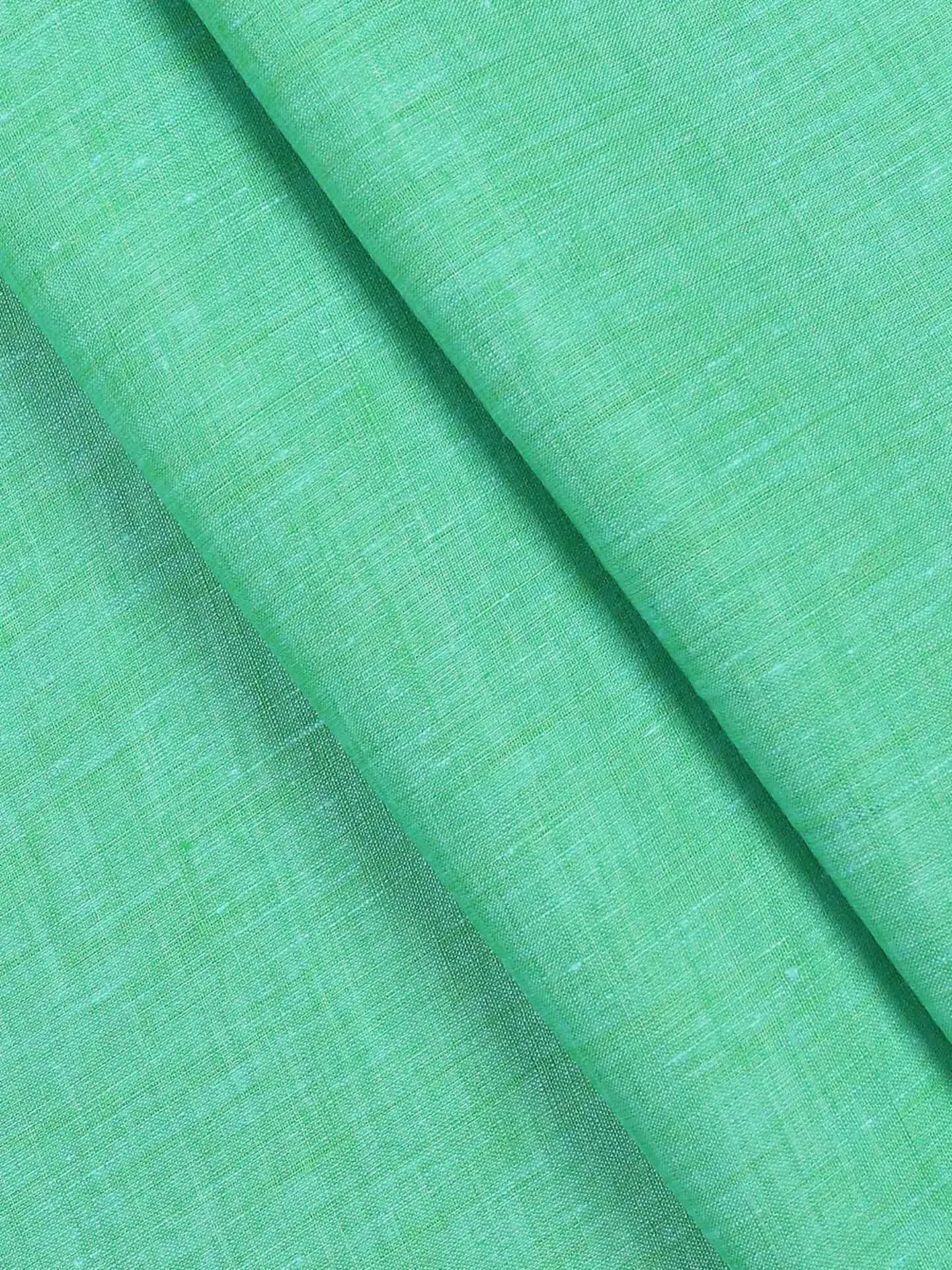 Pure Linen Colour Plain Shirt Fabric Green Irish 8080