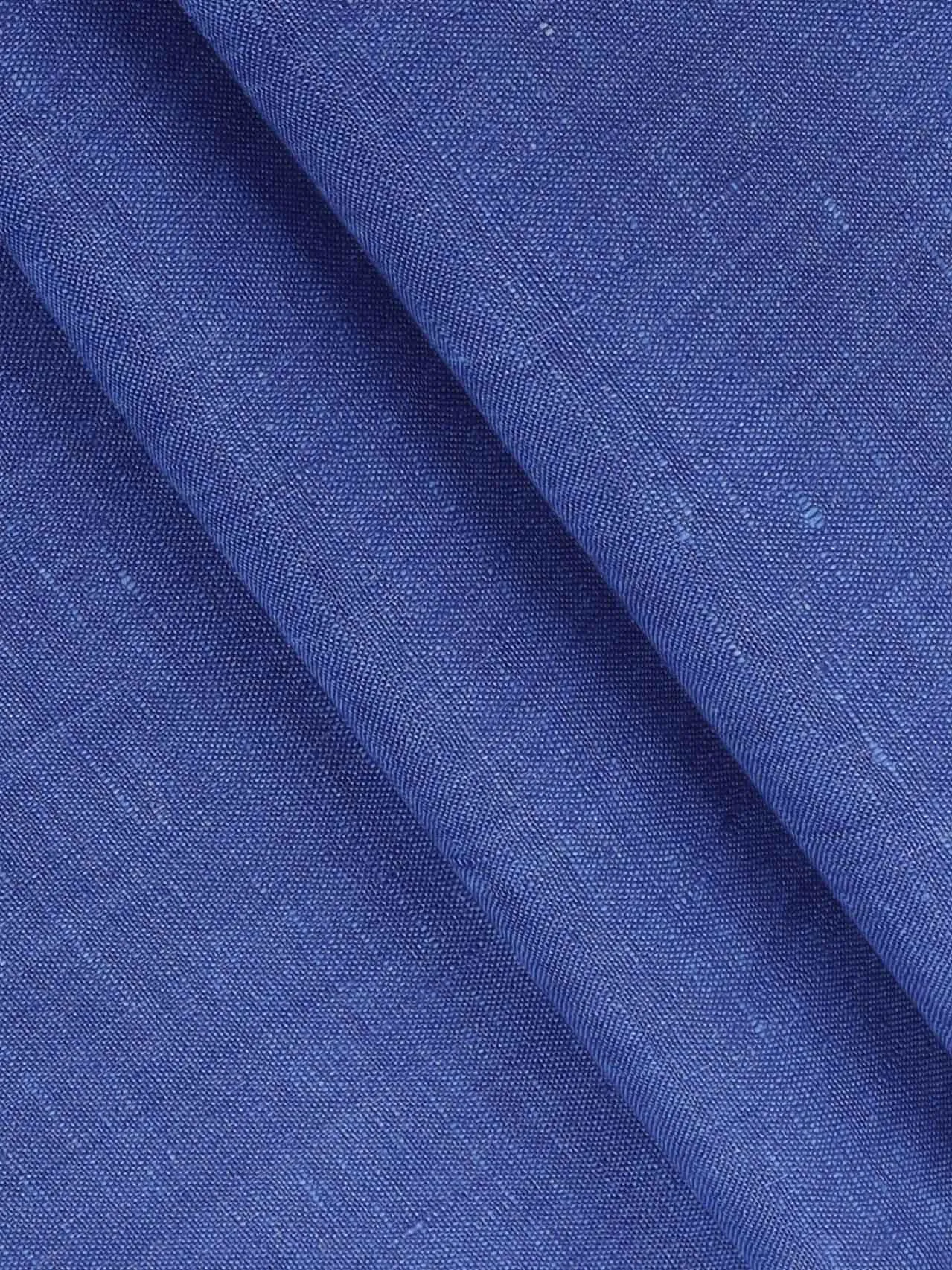 Pure Linen Dark Blue Colour Plain Shirt Fabric Irish 8080