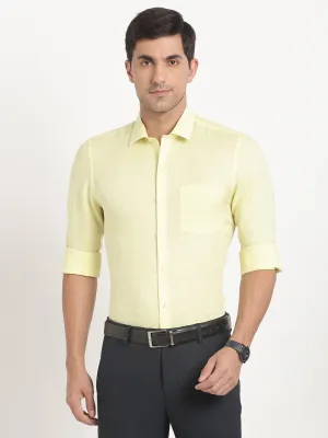 Pure Linen Lemon Plain Slim Fit Full Sleeve Formal Shirt