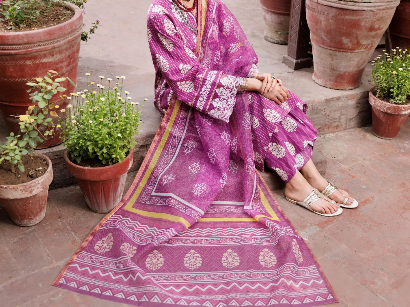 Purple Dobby Cotton 3 Piece Unstitched - ALP-3PS-1882