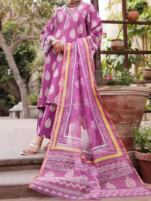 Purple Dobby Cotton 3 Piece Unstitched - ALP-3PS-1882