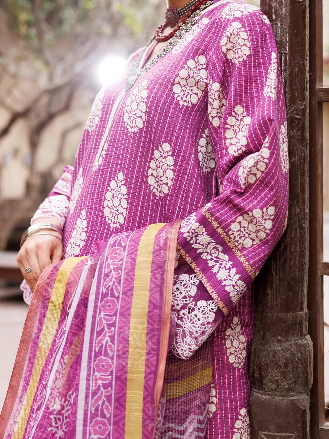 Purple Dobby Cotton 3 Piece Unstitched - ALP-3PS-1882