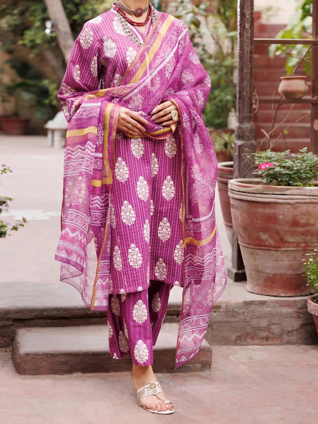 Purple Dobby Cotton 3 Piece Unstitched - ALP-3PS-1882