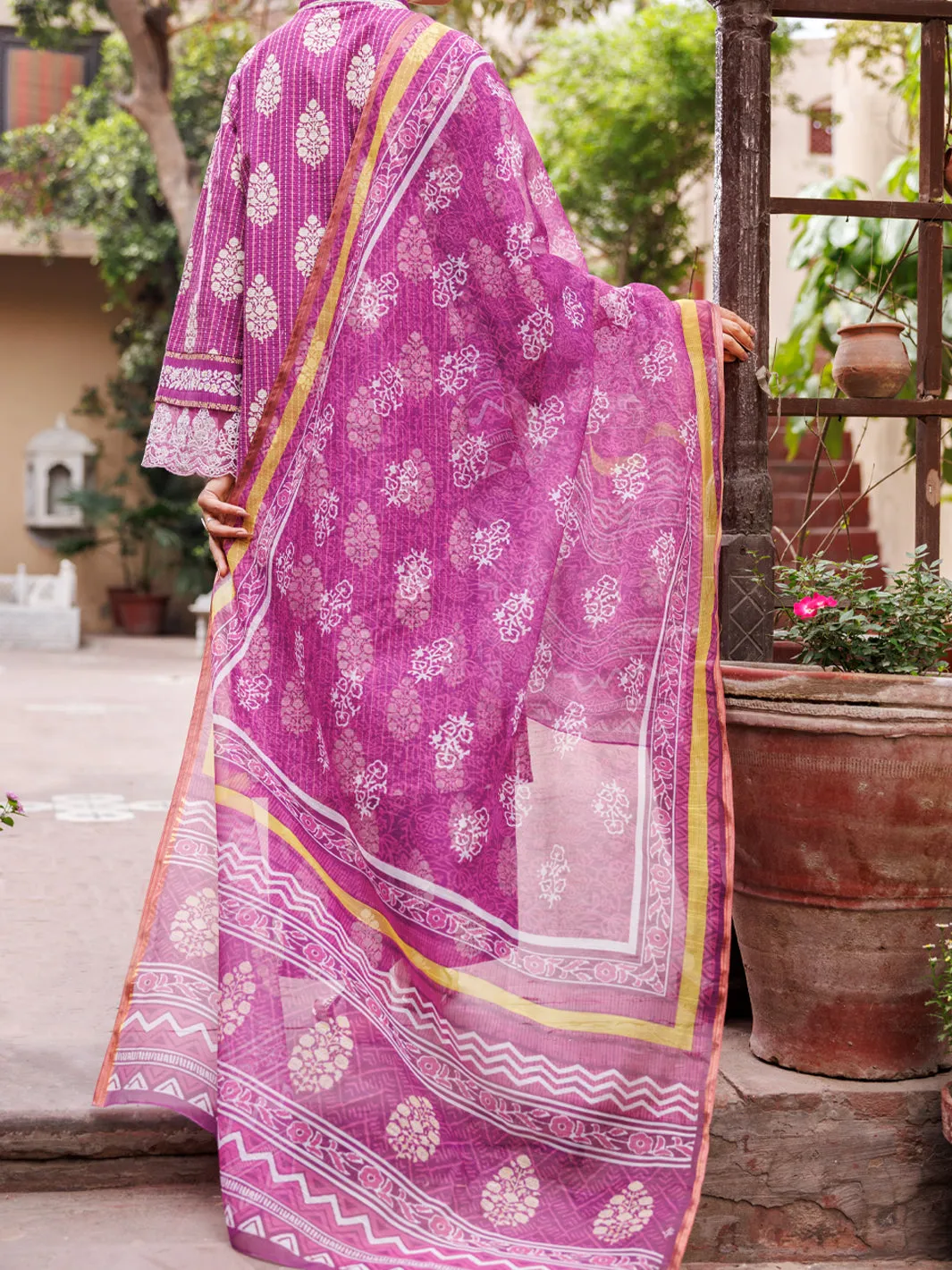 Purple Dobby Cotton 3 Piece Unstitched - ALP-3PS-1882