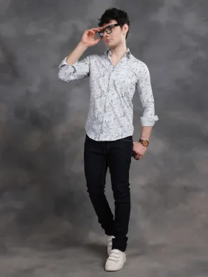 RELAXED PRINTED CASUAL LYCRA  COTTON SHIRT