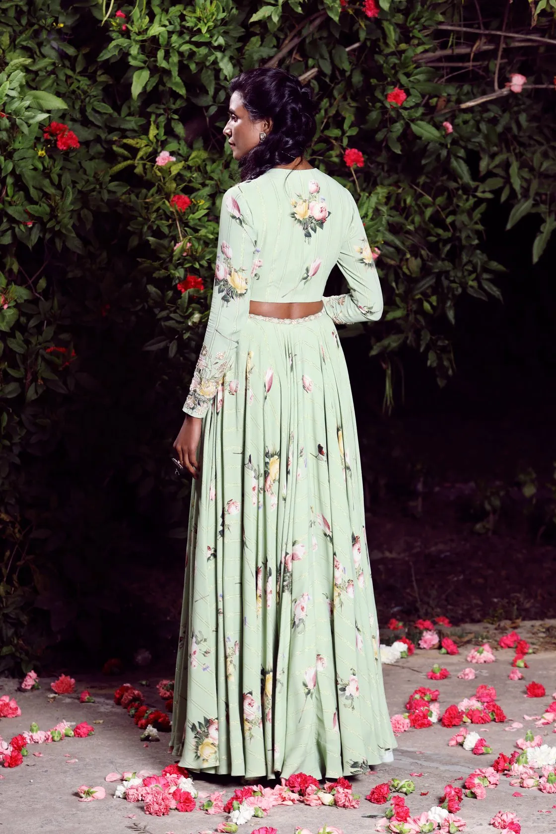Sage printed lehenga set