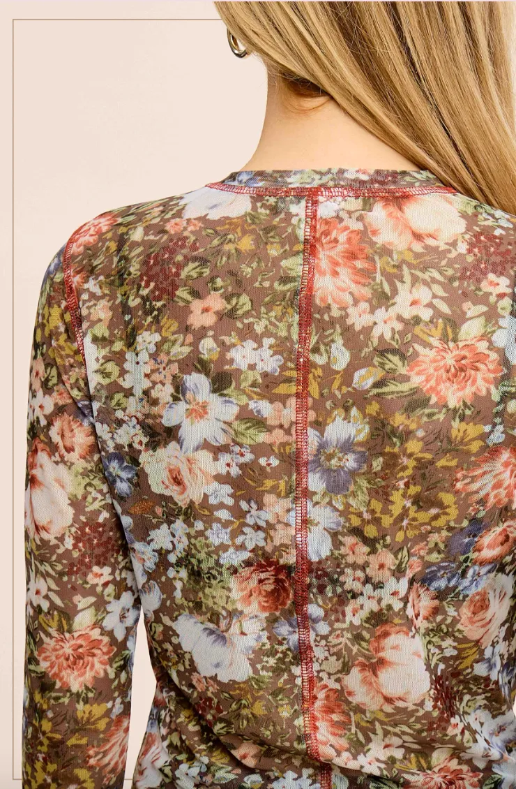 Shenna - Sheer Floral Mesh Layering Top
