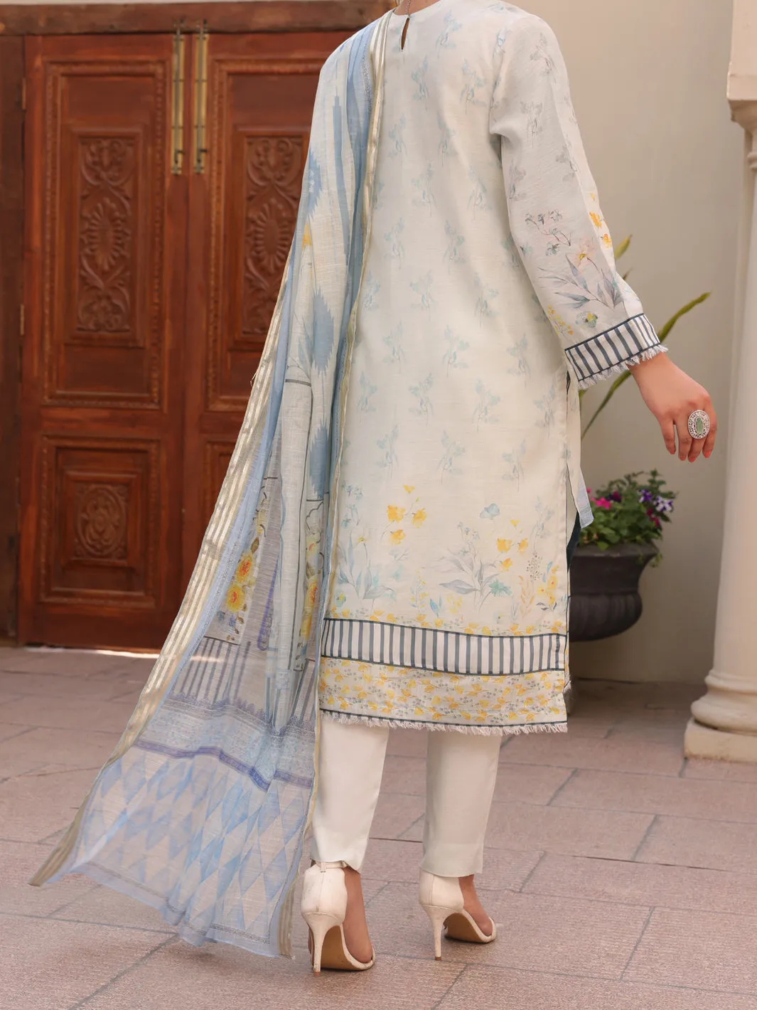 Sky Blue Salsa Silk 3 Piece Unstitched - ALP-3PS-1619