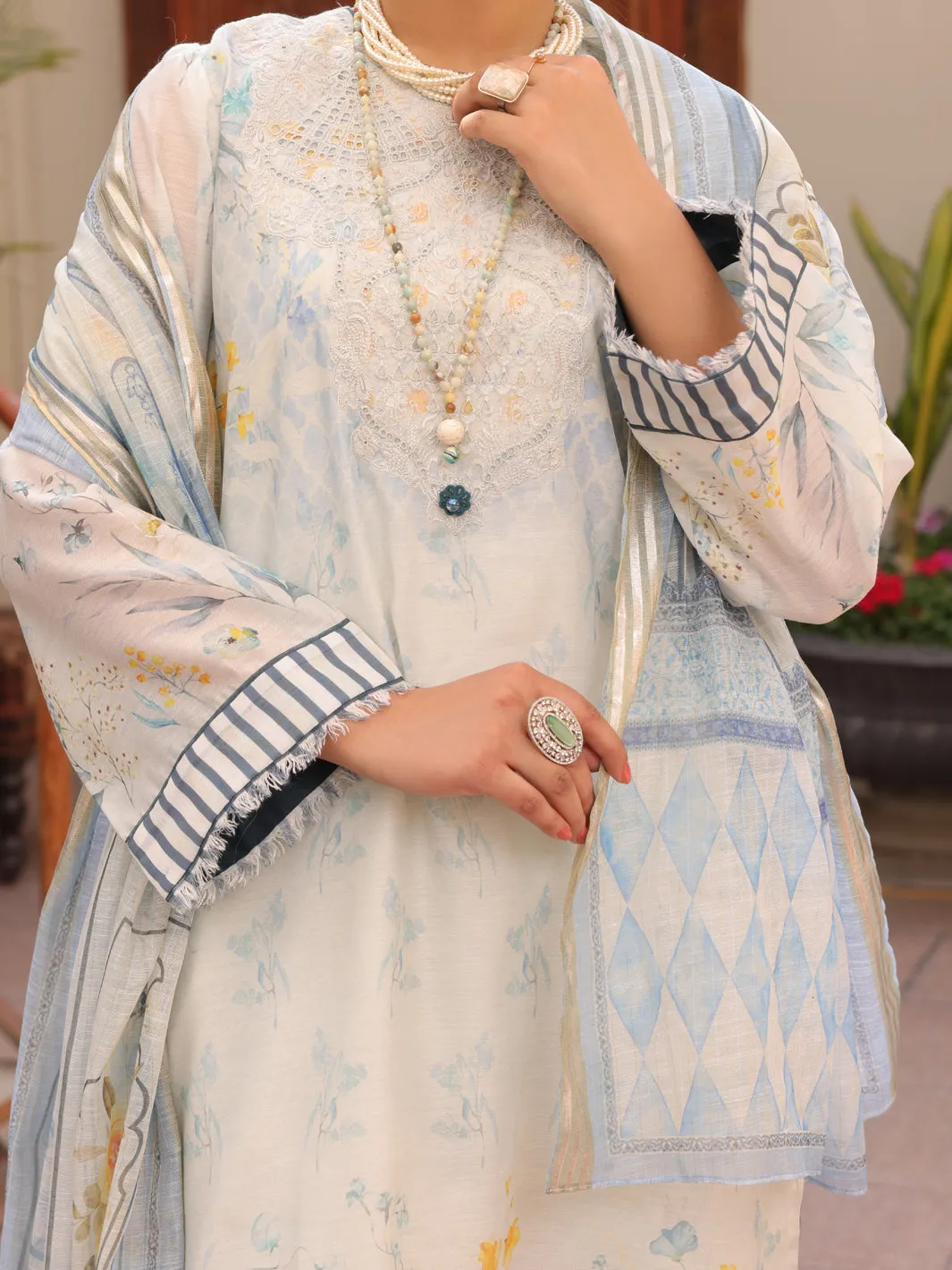 Sky Blue Salsa Silk 3 Piece Unstitched - ALP-3PS-1619