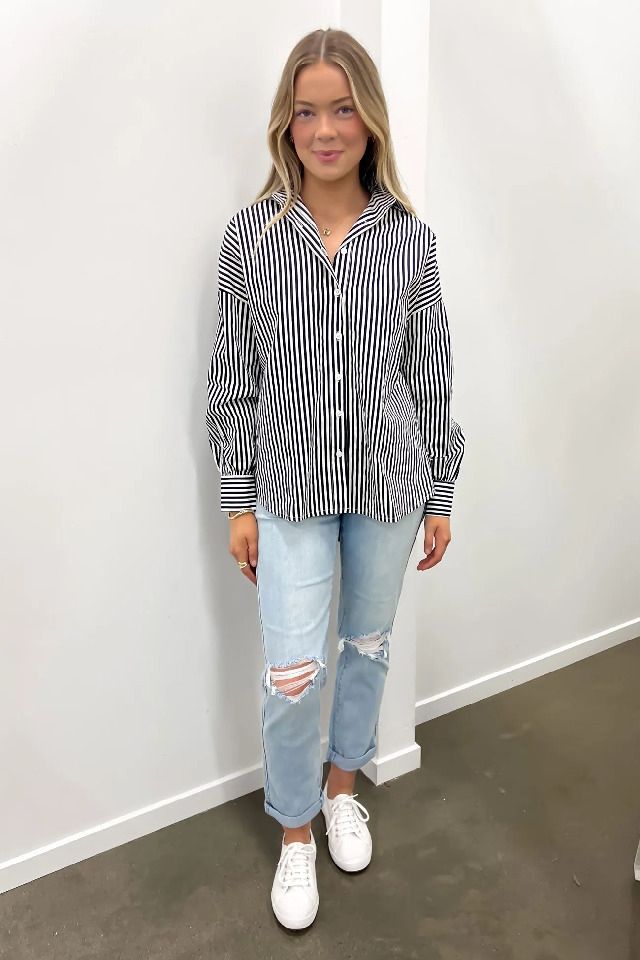 Tammy Shirt Black White Stripe