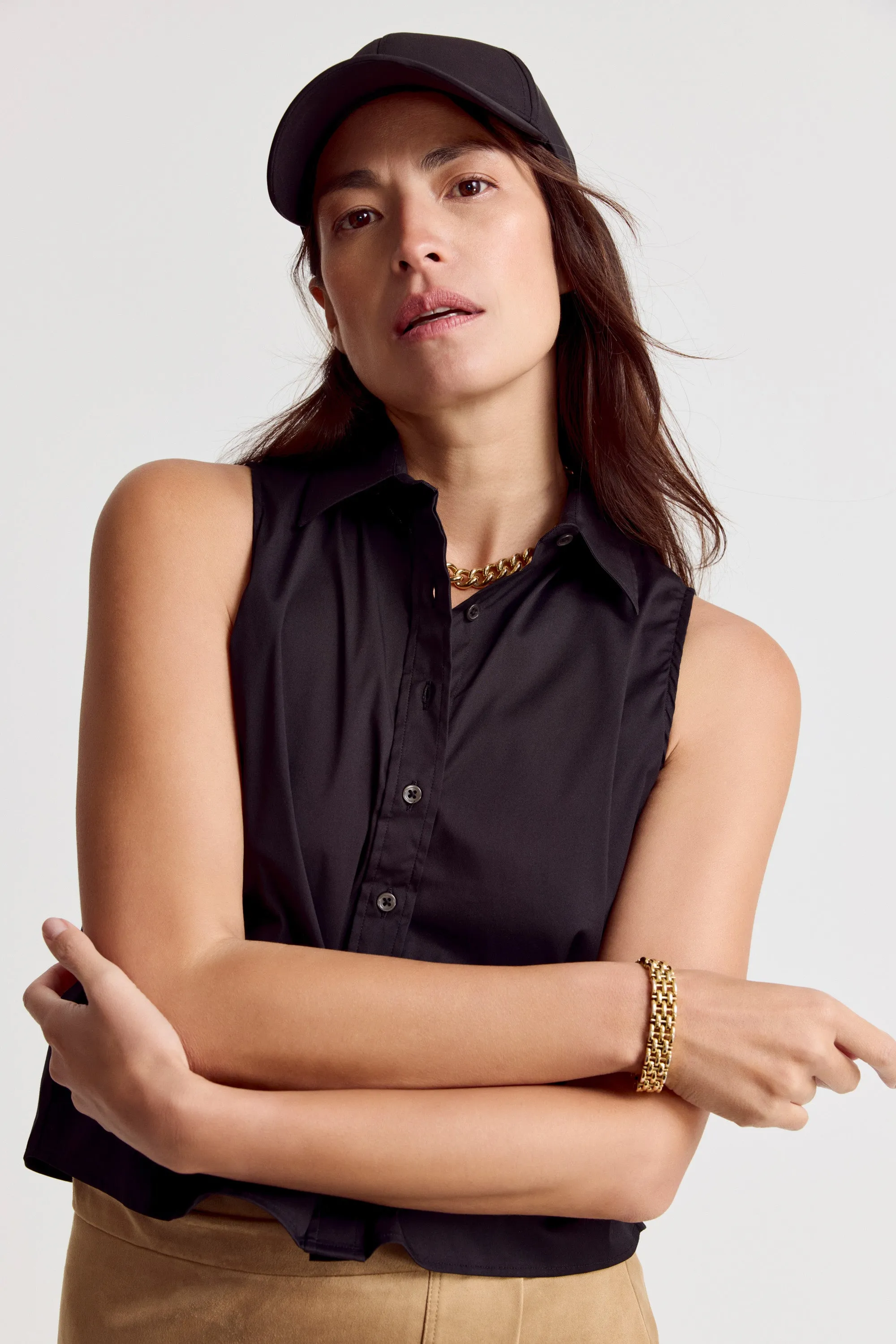 The Boxy Cropped Sleeveless Shirt