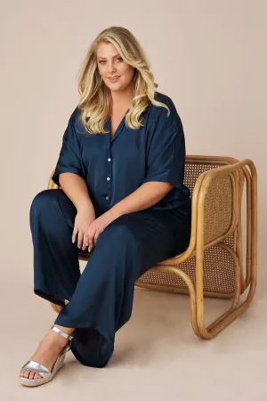 Tory Short Sleeve Collared Shirt Navy